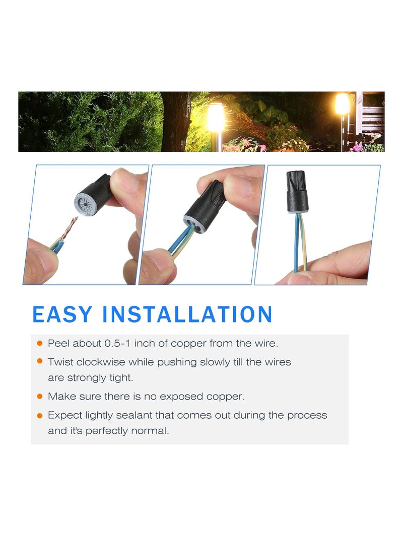 Y&D SYOSI Waterproof Wire Connectors, 100Pcs Nuts Grease Cap Outdoor Electrical Nut for Landscape Lighting  - Image 2