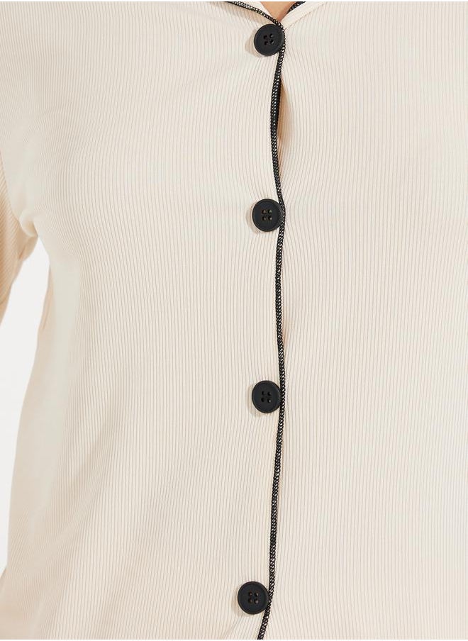 Take Two Overlock Seam Detail Top & Pyjama Set  - Image 3