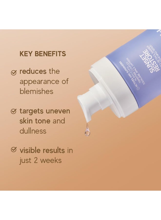 indē wild سيروم indē wild الليلي "Sunset Restore" بتركيز 1% من الباكوتشيول | بديل للريتينول | آمن للاستخدام أثناء الحمل | غني بالسكوالان ومركب ثلاثي الببتيد ومستخلصات الأيورفيدا | يعيد بناء حاجز البشرة ويمنحها إشراقةً وحيويةً. - Image 2