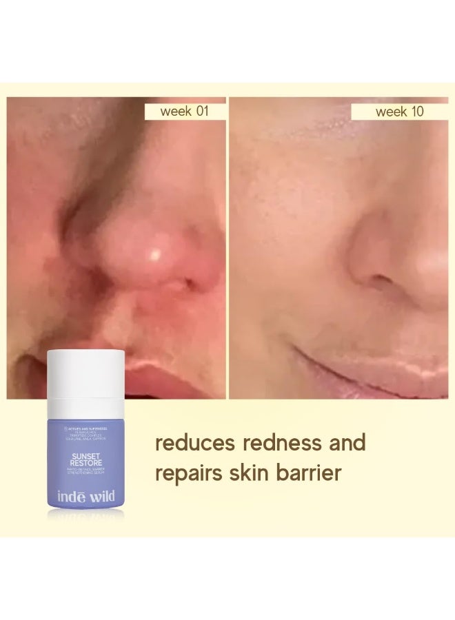 indē wild سيروم indē wild الليلي "Sunset Restore" بتركيز 1% من الباكوتشيول | بديل للريتينول | آمن للاستخدام أثناء الحمل | غني بالسكوالان ومركب ثلاثي الببتيد ومستخلصات الأيورفيدا | يعيد بناء حاجز البشرة ويمنحها إشراقةً وحيويةً. - Image 3