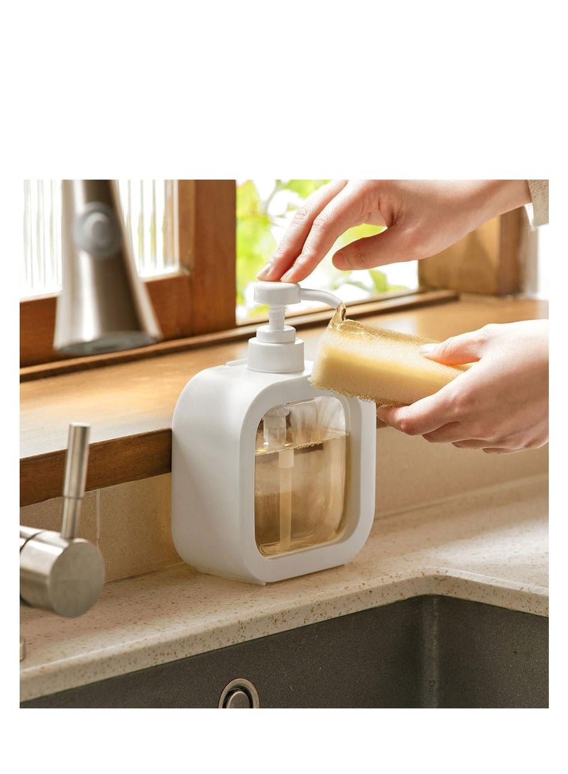 Clear Kitchen Soap Dispenser, 3pcs 300ml Shower Shampoo Dispenser for Bathroom, Plastic Empty Pump Bottle Dispenser for Essential Oil Soap Hand Gel, Portable Square Lotion Dispenser for Travel