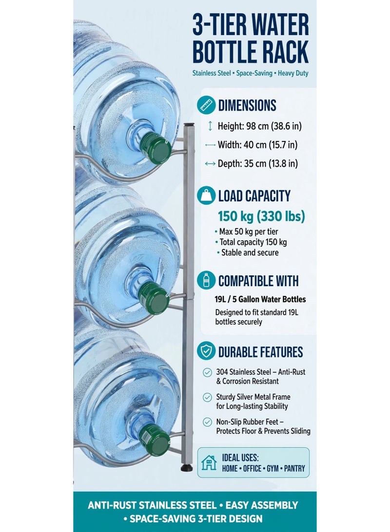 DubaiGallery 3-Tier Bucket & Water Bottle Storage Rack – Space-Saving Organizer Your home efficiently with this multi-level storage rack. Designed for storing water bottles, buckets, containers, and everyday household items, it provides multiple storage levels while helping maintain a cleaner, tidier, and more organized space. - Image 5