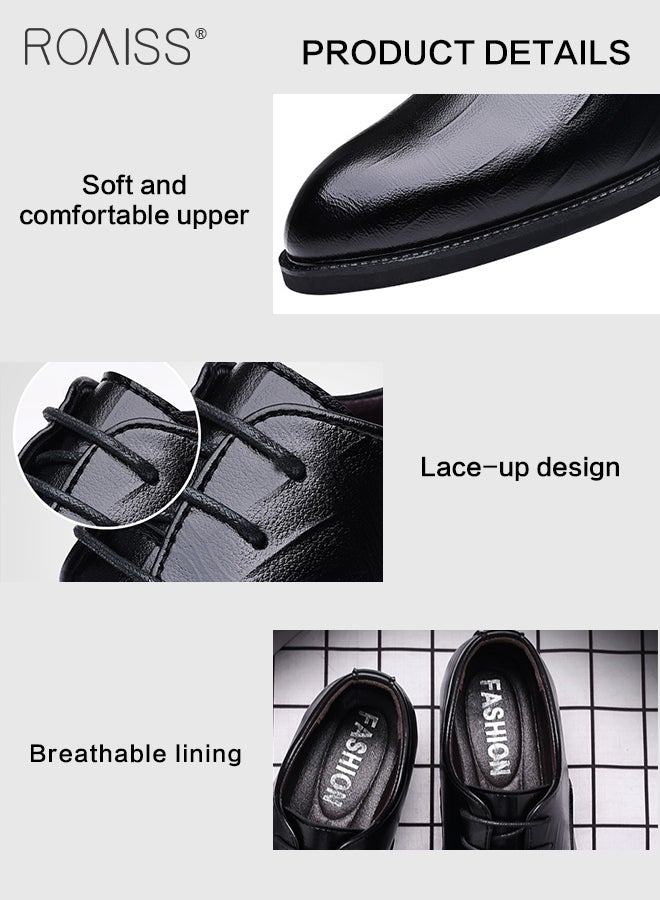 Formal Business Leather Shoes for Men, Pointed Leather Shoes with Anti-slip Sole andLace-up Design, Stylish Low Top Shoes, Men Dress Shoes, Suitable for Formal Occasion, Wedding, Party, Office, Business and Other Occasions
