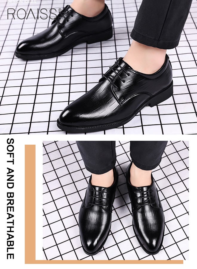 roaiss Formal Business Leather Shoes for Men, Pointed Leather Shoes with Anti-slip Sole andLace-up Design, Stylish Low Top Shoes, Men Dress Shoes, Suitable for Formal Occasion, Wedding, Party, Office, Business and Other Occasions  - Image 4