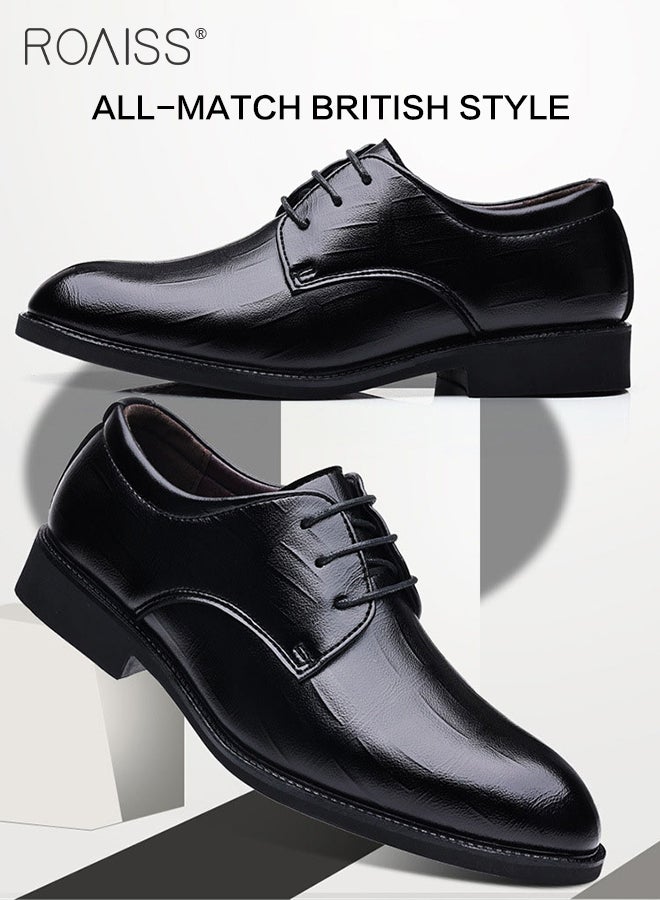 roaiss Formal Business Leather Shoes for Men, Pointed Leather Shoes with Anti-slip Sole andLace-up Design, Stylish Low Top Shoes, Men Dress Shoes, Suitable for Formal Occasion, Wedding, Party, Office, Business and Other Occasions  - Image 2