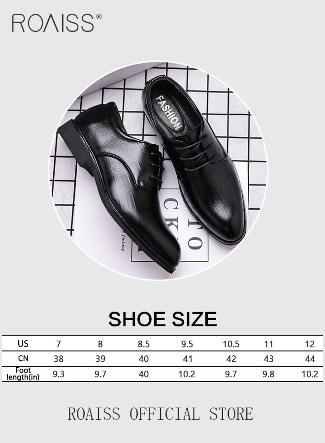Formal Business Leather Shoes for Men, Pointed Leather Shoes with Anti-slip Sole andLace-up Design, Stylish Low Top Shoes, Men Dress Shoes, Suitable for Formal Occasion, Wedding, Party, Office, Business and Other Occasions