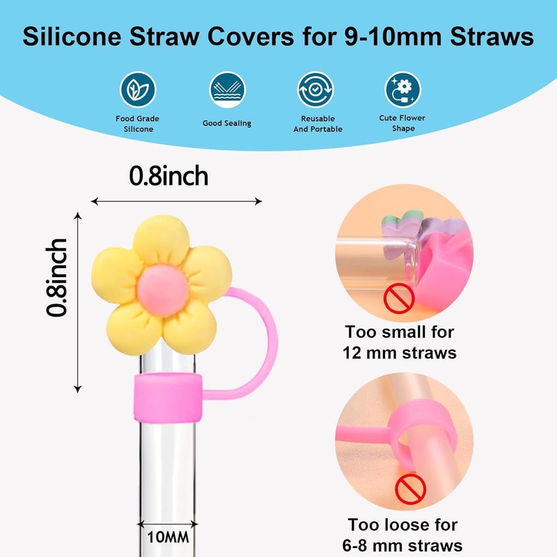 DALOO 25 PCS Cute Silicone Straw Cover Cap for Stanley Cup Accessories,10mm Straw Topper Compatible with 30&40 Oz Tumbler,Simple Modern Straw Covers - Image 5
