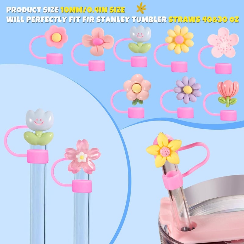 DALOO 25 PCS Cute Silicone Straw Cover Cap for Stanley Cup Accessories,10mm Straw Topper Compatible with 30&40 Oz Tumbler,Simple Modern Straw Covers - Image 4