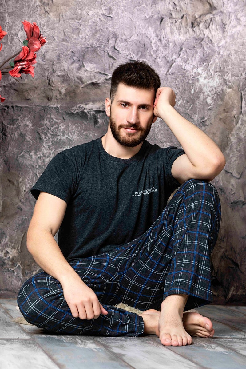 Nisanca Summer Short Sleeve 100% Cotton Men's Pajamas Set  - Image 1
