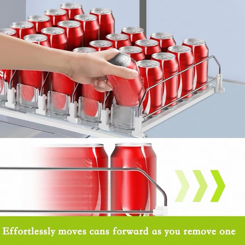 IBORING Drink Organizer for Fridge,Self Pushing Fridge Drink Organizer,Automatic Drink Dispenser for Fridge-Holds up to 30 Cans - Image 2