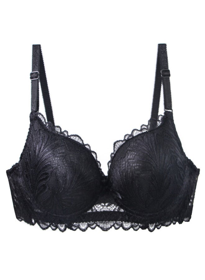 European And American Women's Popular Full Lace Underwear Large Size French Lace Bra Light Luxury Thin Steel Ring Underwear