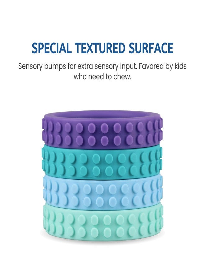 Mintlyfe Chew Bracelets for Sensory Kids, Silicone Chew Bracelet, Oral Motor Chewy Teether Bracelet for Chewers with Autism, ADHD, SPD, or Biting Needs, 4 Colors - Image 2