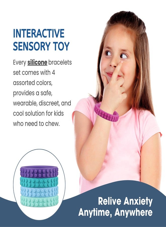 Mintlyfe Chew Bracelets for Sensory Kids, Silicone Chew Bracelet, Oral Motor Chewy Teether Bracelet for Chewers with Autism, ADHD, SPD, or Biting Needs, 4 Colors - Image 4