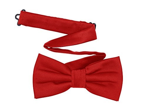 TINYHI Men's Pre-Tied Satin Formal Tuxedo Bowtie Adjustable Length Satin Bow Tie Red One Size - Image 1