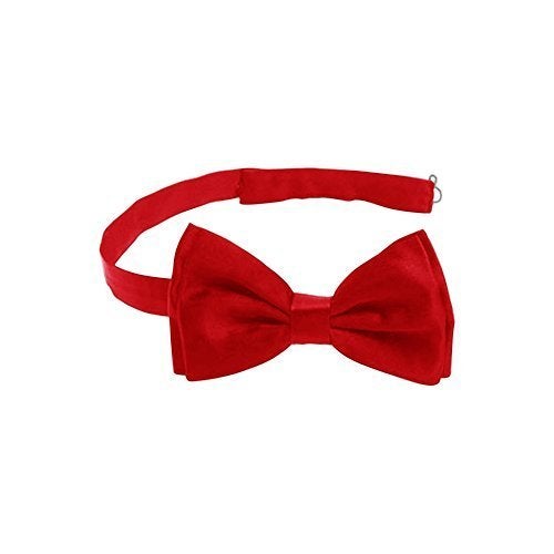 TINYHI Men's Pre-Tied Satin Formal Tuxedo Bowtie Adjustable Length Satin Bow Tie Red One Size - Image 2