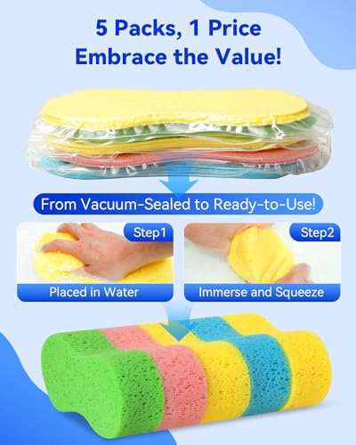 Temede 5-Pack Car Wash Sponges, 9.1" x 4.3" x 2.4" Large Sponges, Extra Thick Foam Kit for All-Purpose Cleaning, Ideal Washing Sponges for Kitchen, Bathroom, Household - Image 3