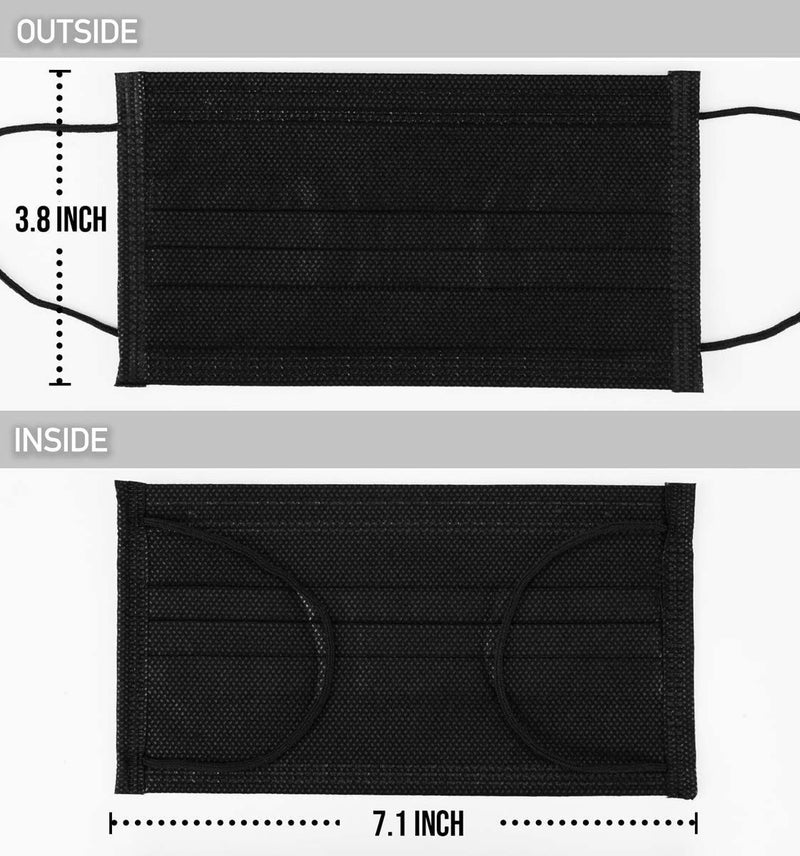 Element Disposable Black Mask 3-Ply Face Masks with Earloops Face Shield - Image 5