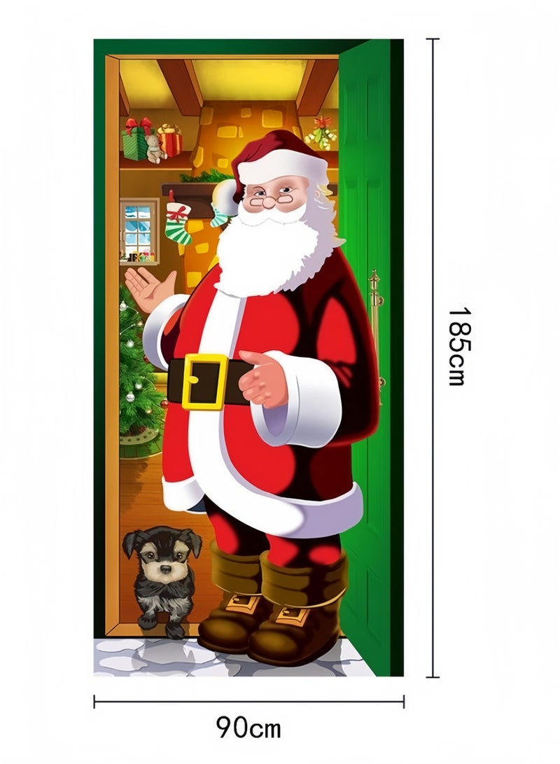 جيجيرو غطاء باب عيد الميلاد، لافتة معلقة على شكل سانتا، خلفية من القماش، لافتة لتزيين حائط عيد الميلاد، ملصق خارجي - Image 3