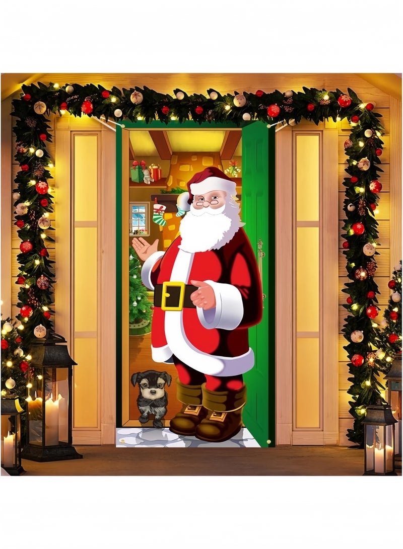 جيجيرو غطاء باب عيد الميلاد، لافتة معلقة على شكل سانتا، خلفية من القماش، لافتة لتزيين حائط عيد الميلاد، ملصق خارجي - Image 4