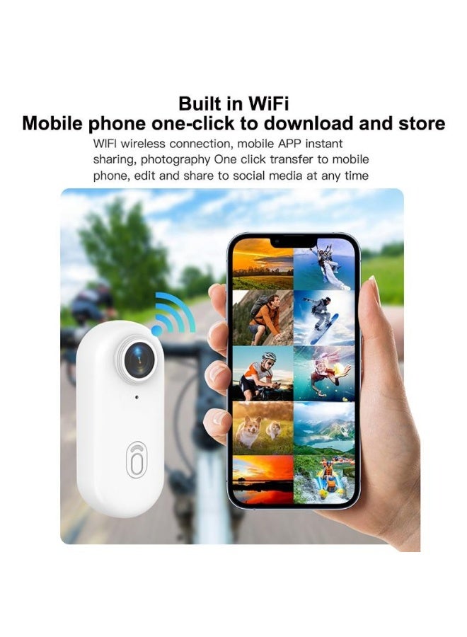 O Ozone 4K Mini Action Camera|Ultra-Light Thumb-Sized Body Cam with WiFi, 360° Rotating Clip, Magnetic Mount, Waterproof Camera for Cycling, Vlogging & Sports - White - Image 4