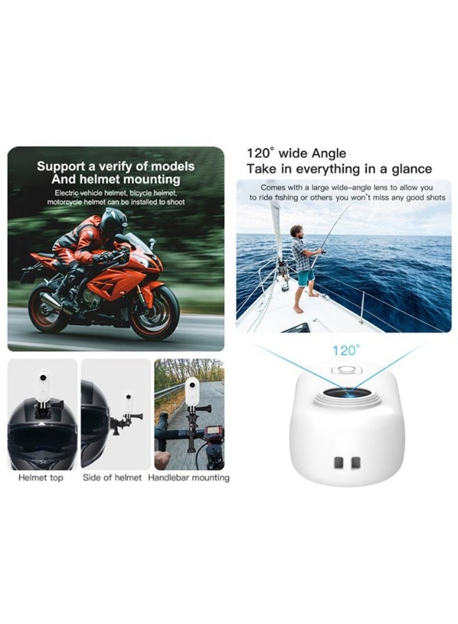 O Ozone 4K Mini Action Camera|Ultra-Light Thumb-Sized Body Cam with WiFi, 360° Rotating Clip, Magnetic Mount, Waterproof Camera for Cycling, Vlogging & Sports - White - Image 3