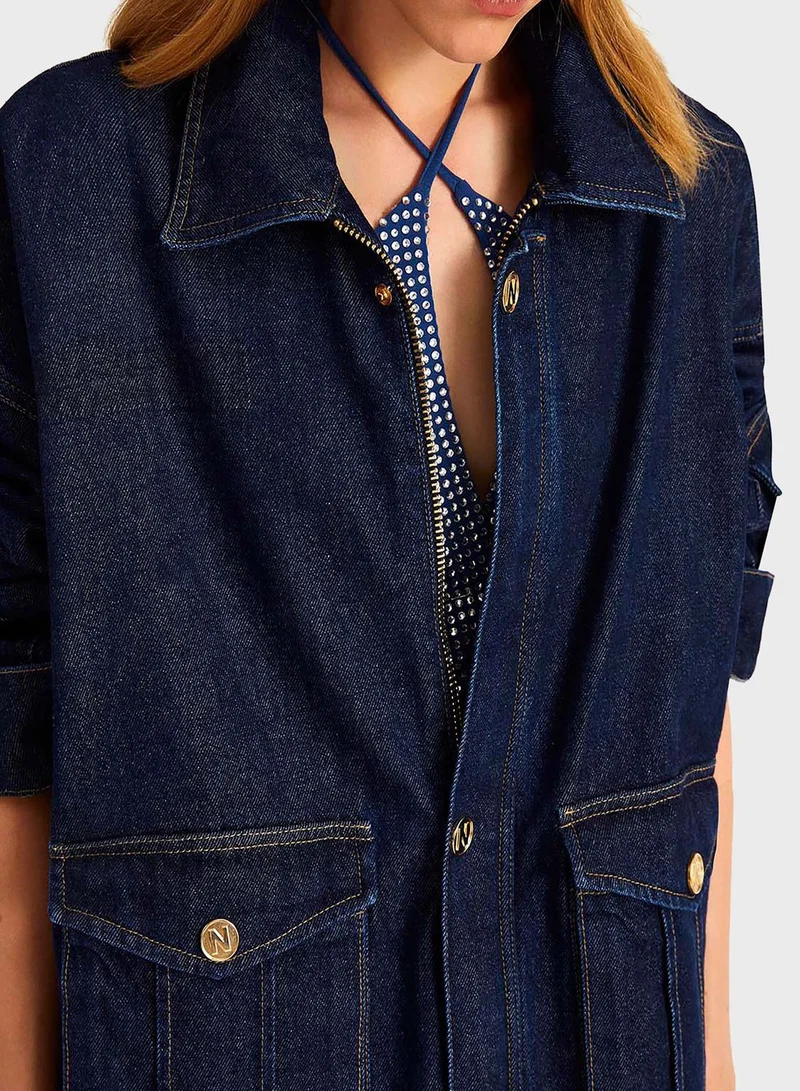 Nocturne Pocket Detail Button Down Coat