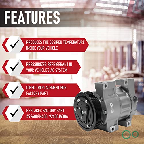 AA Ignition ضاغط مكيف الهواء مع القابض - ضاغط مكيف هواء متوافق مع نيسان ألتيما وسينترا 2.5 لتر 2007-2012 - بديل 92600ZN40B، 92600JAOOA، 92600-ZN40B، 10886C، CO1886C - ضاغط مكيف الهواء HVAC - Image 2
