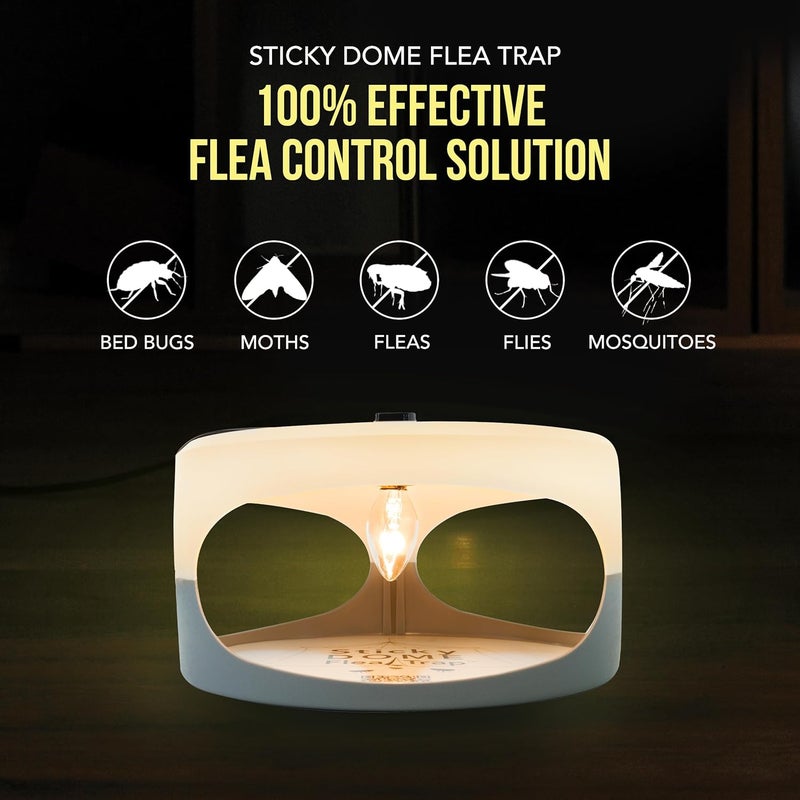Aspectek Sticky Dome Flea Trap with 2 Sticky Discs. Odorless, Non-Toxic, Natural Insect Traps, Safe for Indoor Use, Children and Pets - 2 Pack - Image 2