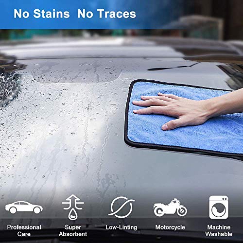 Auto Hub Microfiber Car Cleaning Cloth - OG Soft 800 GSM (30x40 cm) Microfiber Cloth for Car and Bike - Scratchless Drying and Detailing 30x40 cm, Pack of 6, Blue - Image 2