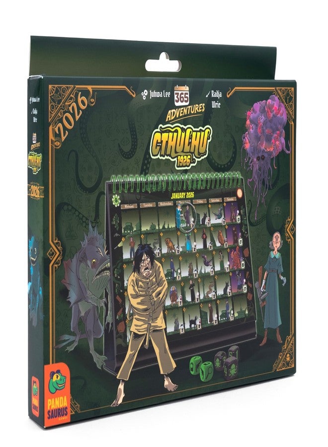 Pandasaurus Games 365 Adventures: Cthulu 1926 (2026) Calendar - Year-Long Solo Cosmic Horror Adventure Game with Daily Challenges & Investigations in Arkham for Kids & Adults, Ages 14+, 1+ Players, 15 Minute Playtime - Image 1