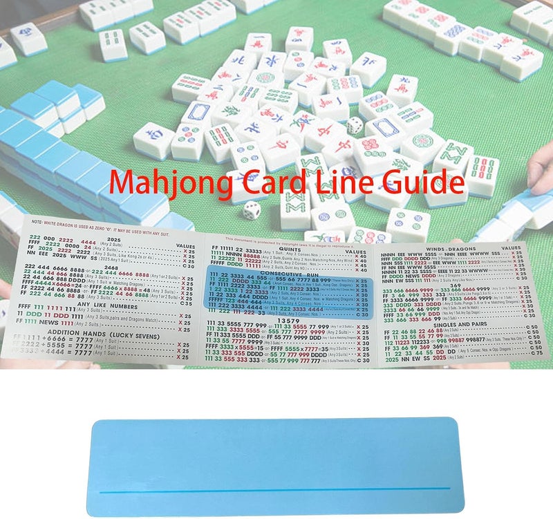 4 PCS Mahjong Card Line Guide, Mahjong Line Reader, Mah Jongg Card Line Finder, Mahjong Accessories, Mahjong Gifts, Mahjong Rules Helper (Blue) - Image 3