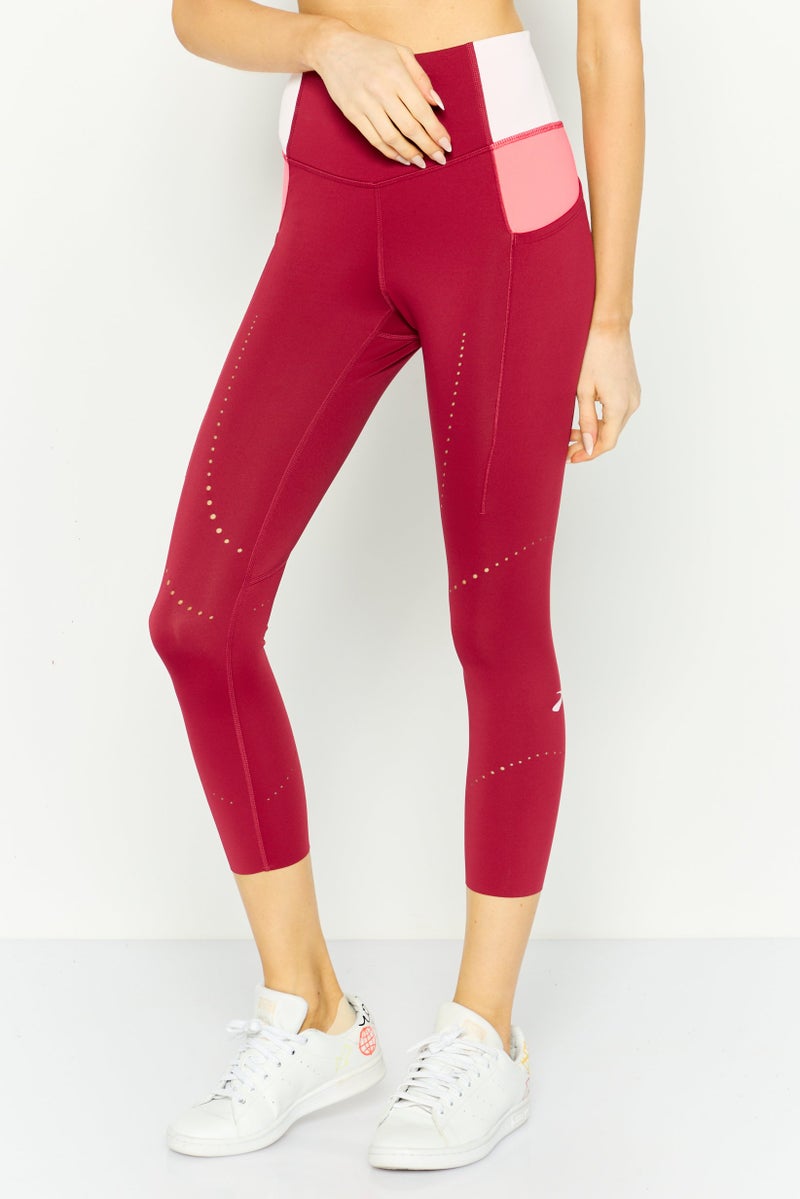 Brooks سراويل رياضية نسائية ضيقة 3/4 للجري، مزيج مارون - Image 1