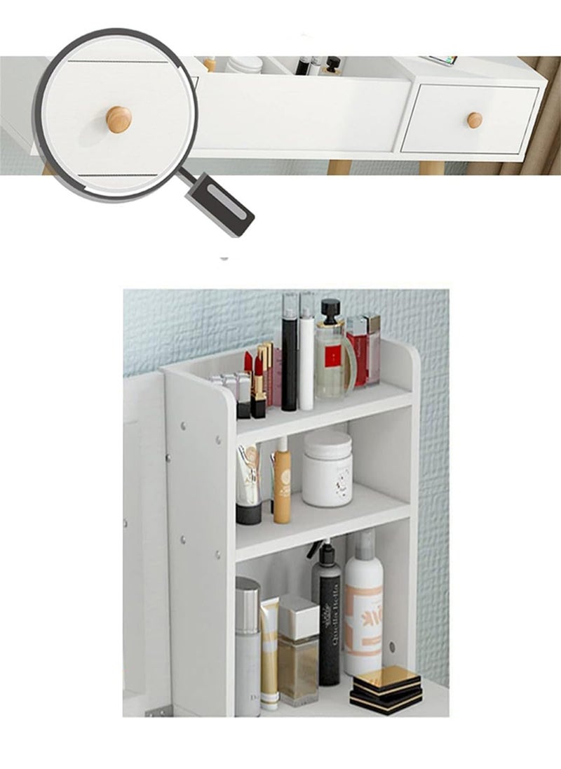 AGD Makeup table with ample storage space for cosmetics, equipped with a mirror and drawers, size 80*40*111cm /white  - Image 4