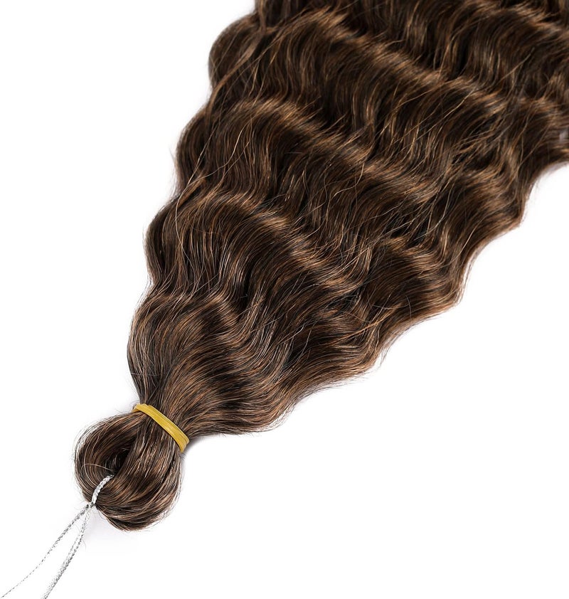 MAYSA Ombre Brown Curly Braiding Crochet Hair 22inch Ocean Wave Crochet Hair Extension Synthetic Brown Crochet Hair for Women 6Packs #1BT30 - Image 5