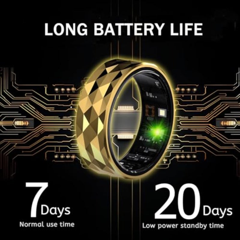 Fitness tracking ring for daily activity monitoring, titanium alloy, gold, IP68 waterproof with heart rate, steps, calories, and blood oxygen tracking - Image 2