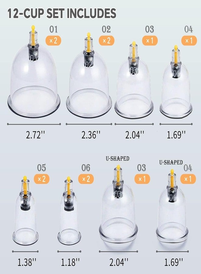 CYOFQD 12PCS HIJIMA Cups, Traditional Chinese Therapy Cupping Set Household Pull Out Vacuum Cupping Kit, Chinese Massage Medical Cupping Set Suction Acupuncture with Extension Tube - Image 2