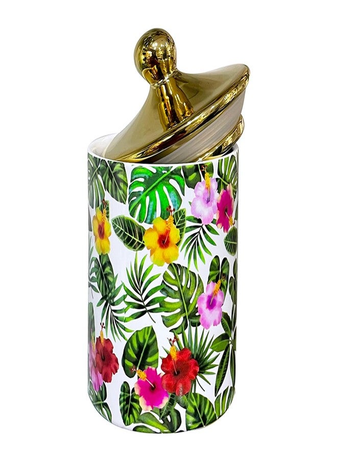Lemon Tree Ceramic Barni 1000 ml Storage Container Jar Design Flower Print Ceramic Airtight Lid with Holder | Ceramic Jars for Kitchen Storage Snacks Jar Dry Fruits, Cookies, Tea & Sugar Store Barni - Image 2