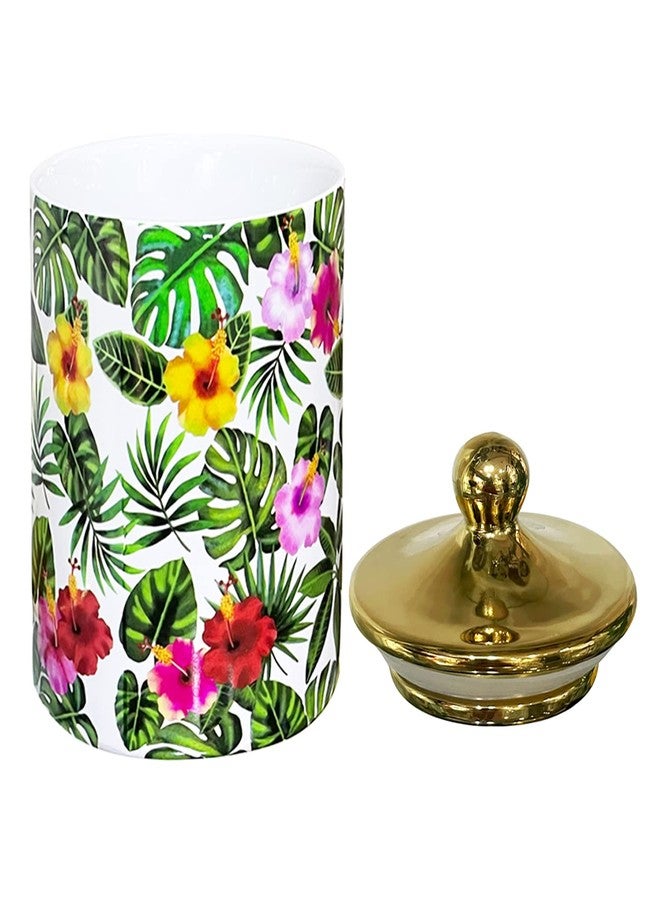 Lemon Tree Ceramic Barni 1000 ml Storage Container Jar Design Flower Print Ceramic Airtight Lid with Holder | Ceramic Jars for Kitchen Storage Snacks Jar Dry Fruits, Cookies, Tea & Sugar Store Barni - Image 3