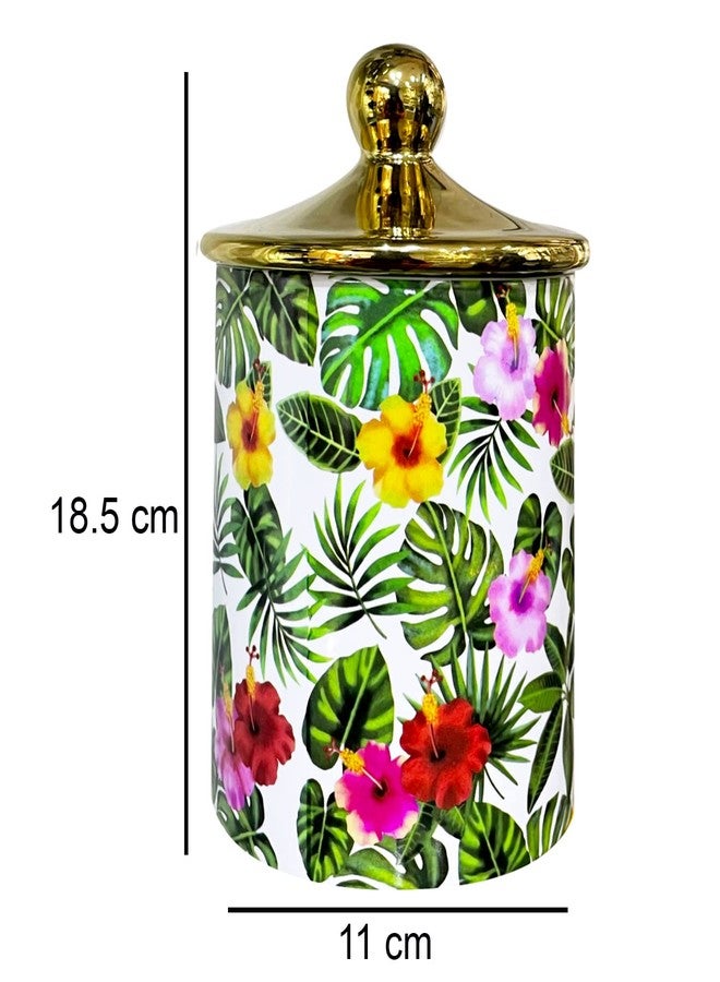 Lemon Tree Ceramic Barni 1000 ml Storage Container Jar Design Flower Print Ceramic Airtight Lid with Holder | Ceramic Jars for Kitchen Storage Snacks Jar Dry Fruits, Cookies, Tea & Sugar Store Barni - Image 4