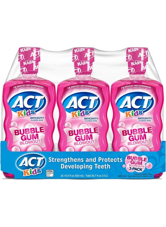 CHATTEM Act Anticavity Kids Flouride Rinse Bubble Gum Blowout Flavor 18 Ounce Bottles (Pack Of 3) - Image 1