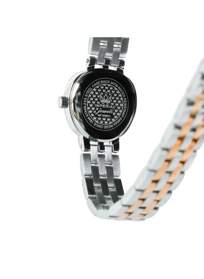 IMPERIAL Women's TT Rose Gold Silver Stainless Steel Watch, Silver Dial, Y121 Movement, Butterfly Clasp, 3ATM Watch for Women | IMP.GZ8691L8887 - Image 3
