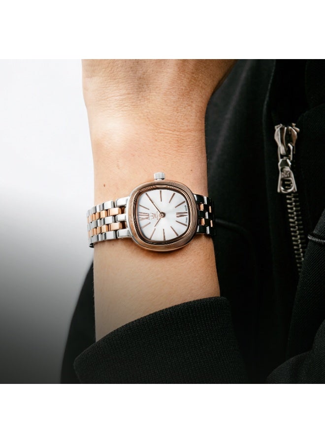 IMPERIAL Women's TT Rose Gold Silver Stainless Steel Watch, Silver Dial, Y121 Movement, Butterfly Clasp, 3ATM Watch for Women | IMP.GZ8691L8887 - Image 5