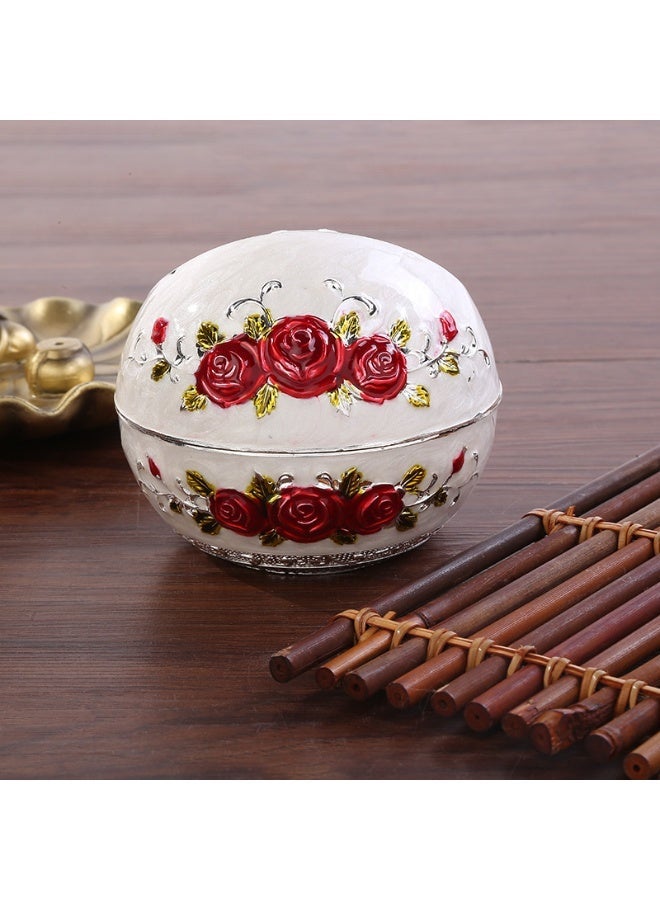 Metal Ashtray with Rose Embossing and Lid, Red Roses - Image 3