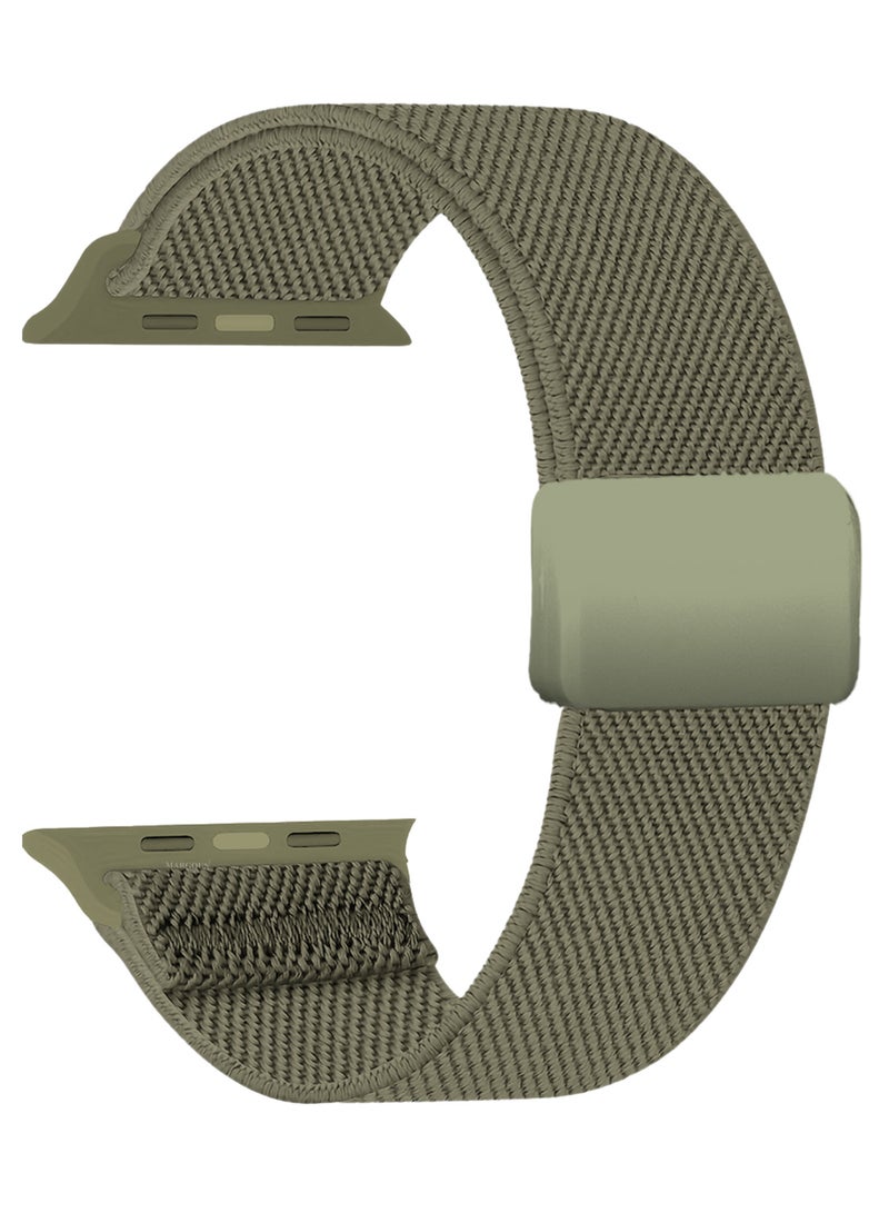 CATANES Magnetic Clasp Band for Apple Watch 49mm 45mm 44mm 42mm (Series 1-3), Nylon Elastic Stretchy Strap Compatible with iWatch Series Ultra 10-1 - Sage Green - Image 5