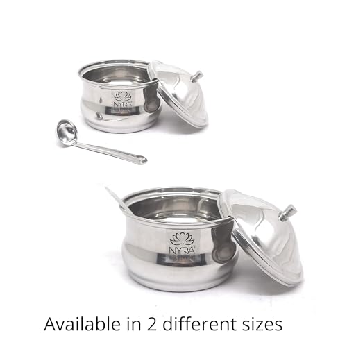 Nyra's Stainless Steel Ghee Pot: Large and Luxurious, Weight-125GM, Capacity-350ML - Image 3