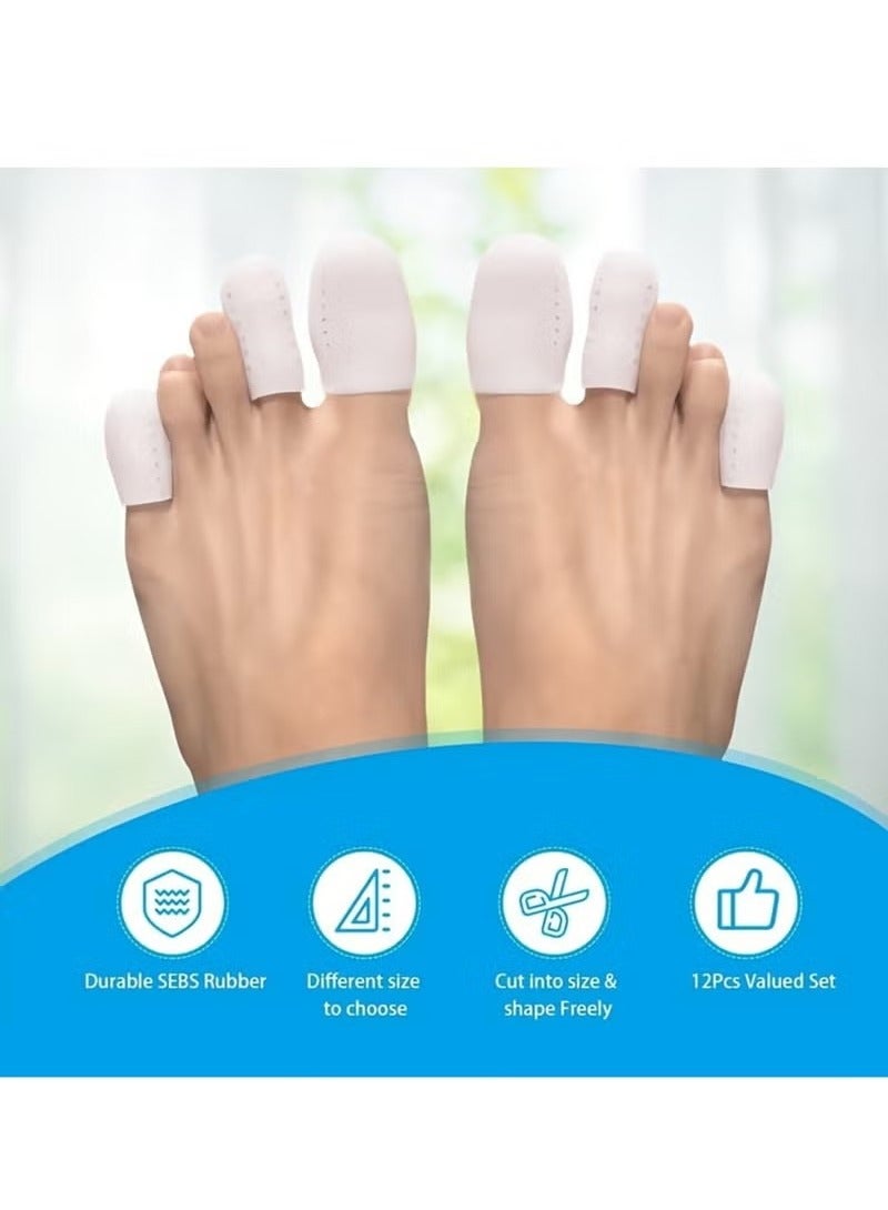 12pcs Silicone Toe Sleeves - Toe Protection Wrap Bunion Toe Covers-Medium Size - Image 3