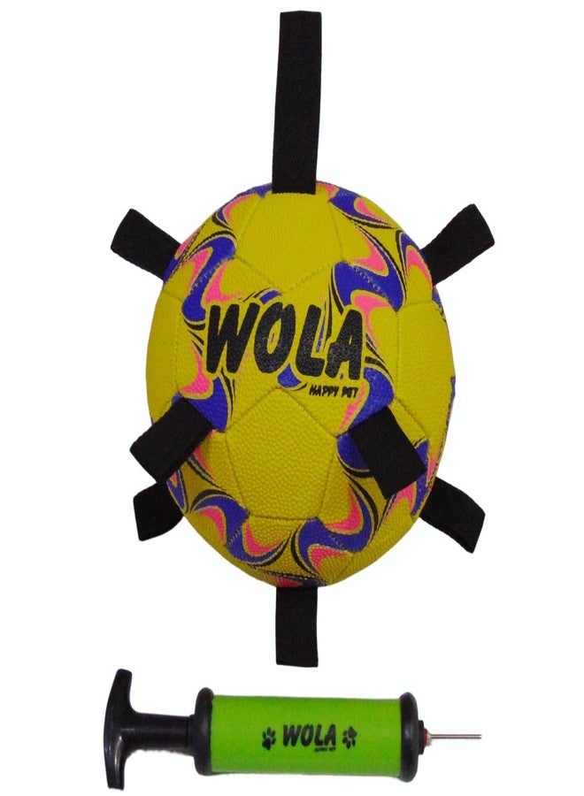 Wasan WOLA Multi Tab Dog Ball for Big/Grown-up Dogs I Suitable for Indoor & Outdoor Play I Interactive Ball with Grab Tabs I Diameter 19 cm, Pump Included - Image 1
