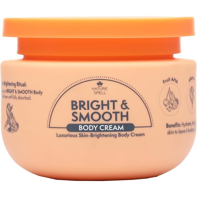 Nature Spell Bright & Smooth Body Cream, Brightening and Hydrating for All Skin Types, with Vitamin C, Fruit AHA, Allantoin, Vegan, 250ml - Image 1