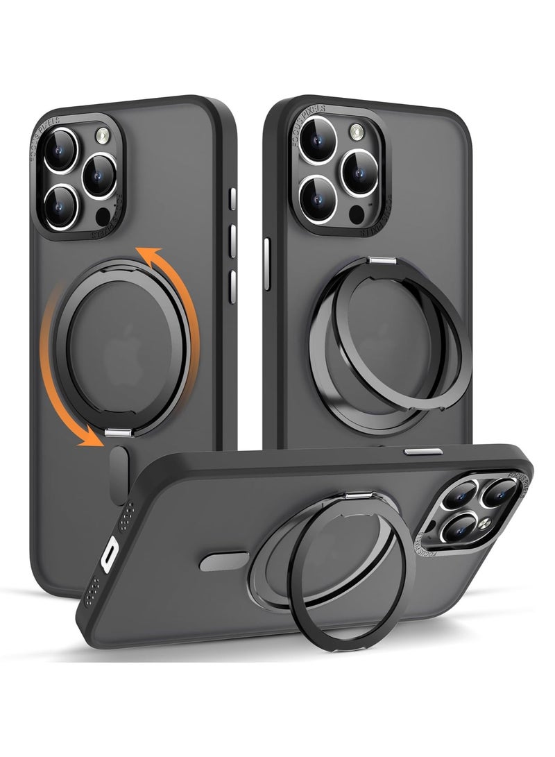 Aookay for iPhone 16 Pro Max Case with 360° Rotatable Magnetic Ring Stand, Compatible with Magsafe, Drop Protection, Shockproof iPhone 16 Pro Max Phone Case for Women Men (Black) - Image 1