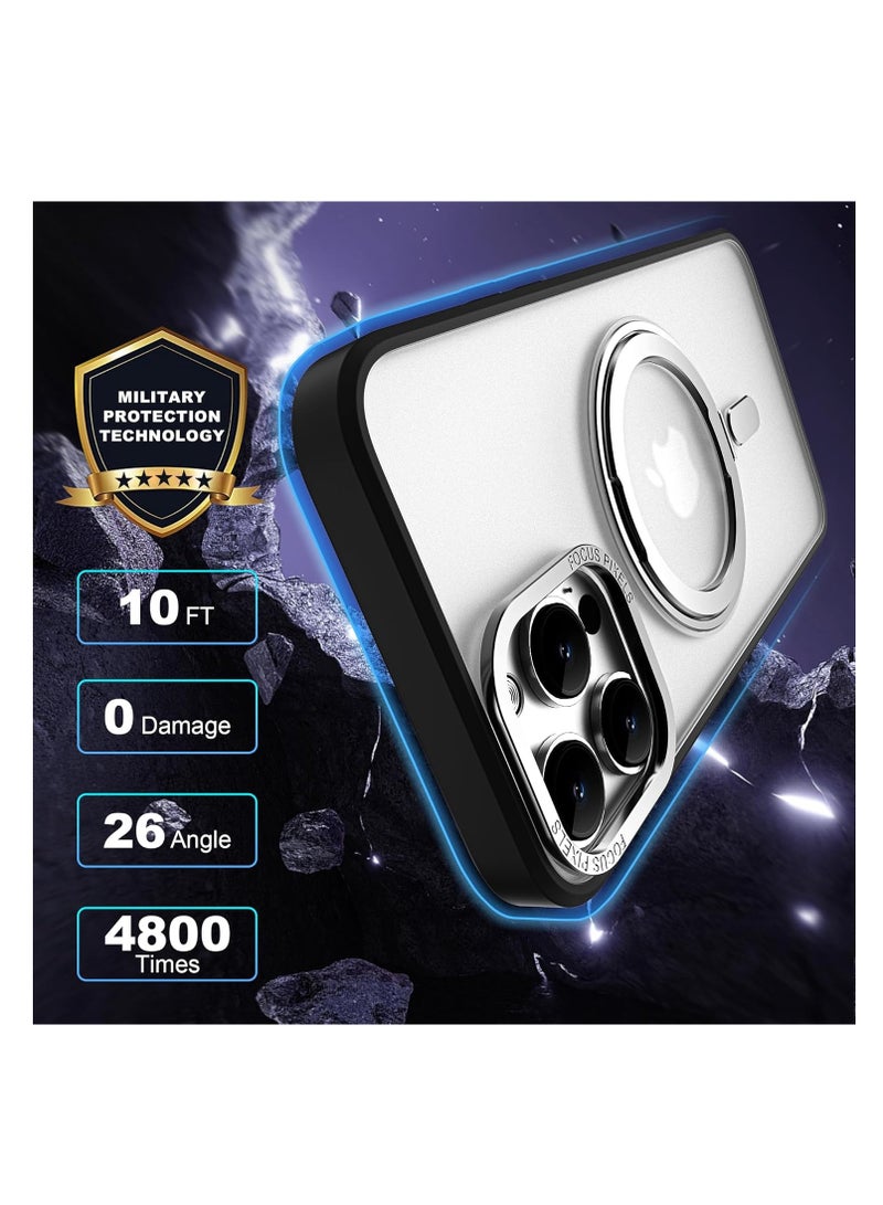 Aookay for iPhone 16 Pro Max Case with 360° Rotatable Magnetic Ring Stand, Compatible with Magsafe, Drop Protection, Shockproof iPhone 16 Pro Max Phone Case for Women Men (Black) - Image 5